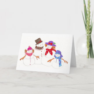 snowman family holiday card