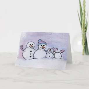 Snowman family holiday card