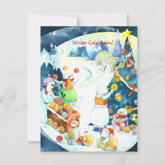 Snowman Family Jolly Holiday Party Invitation (Front)