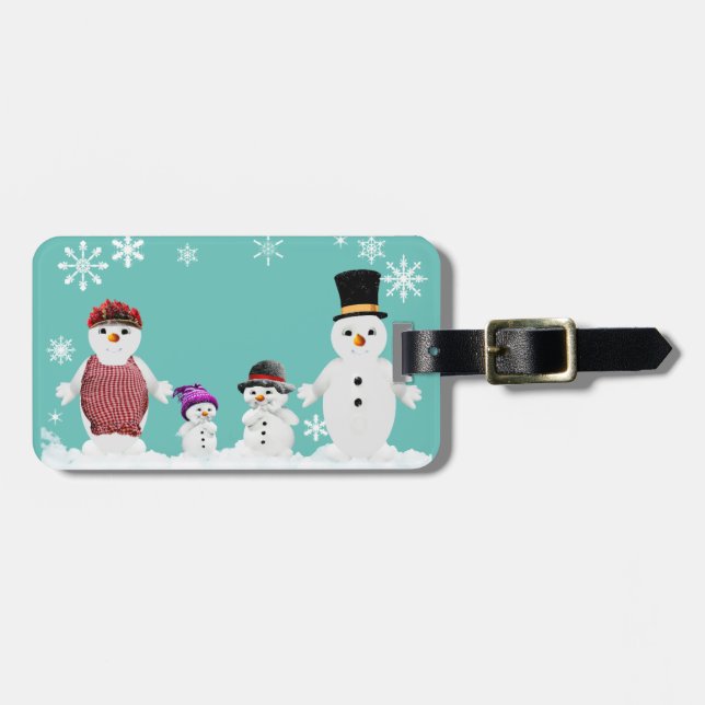 snowman family luggage tag (Front Horizontal)