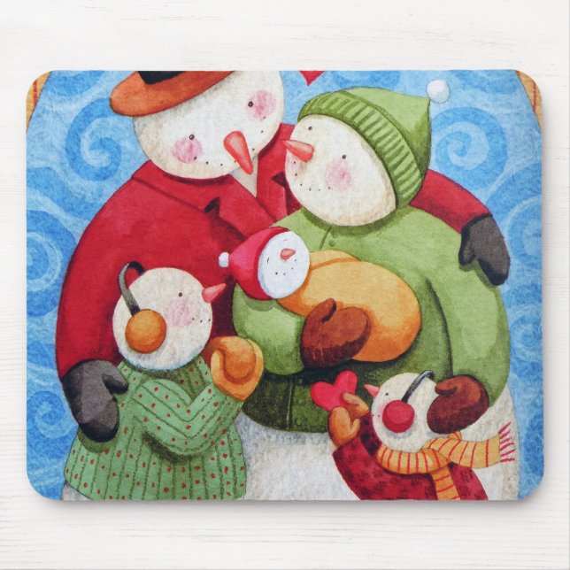 Snowman Family Mouse Pad (Front)