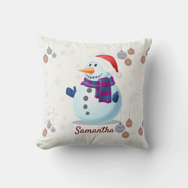 Snowman family personalised xmas cushion (Front)