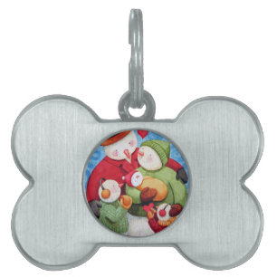 Snowman Family Pet Name Tag