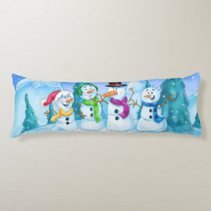 Snowman family pillow cute colourful