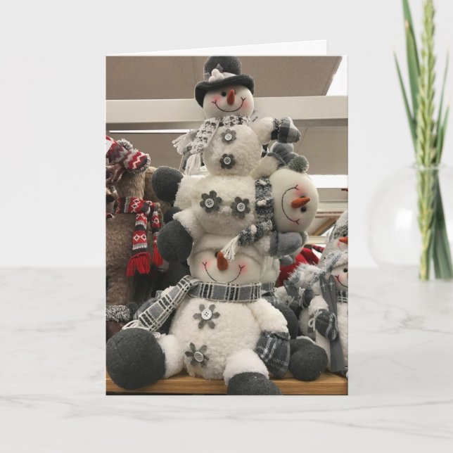 SNOWMAN FAMILY SAYS **MERRY CHRISTMAS" HOLIDAY CARD (Front)