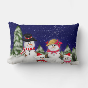 Snowman Family Winter Lumbar Cushion