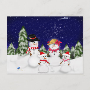 Snowman Family Winter Postcard