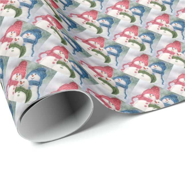 Snowman Family Wrapping Paper (Roll Corner)