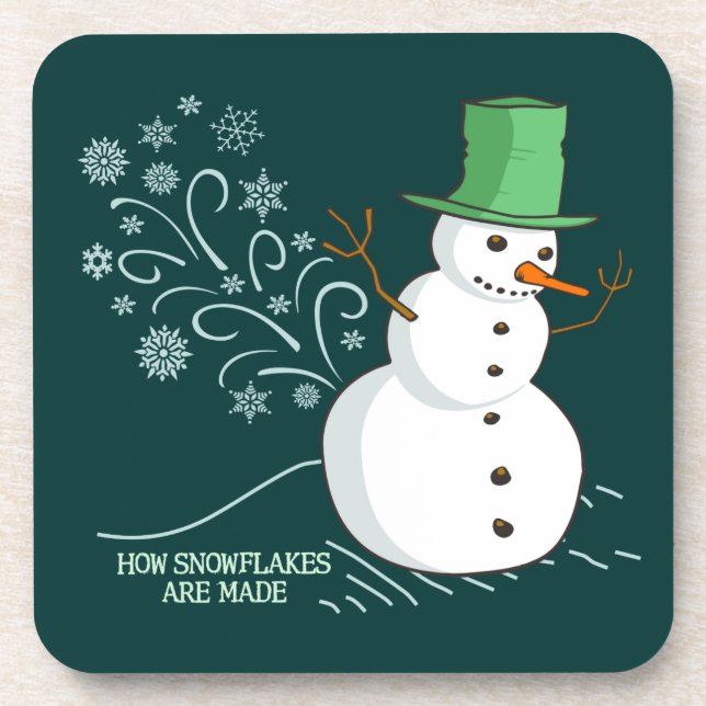 Snowman Farts Snowflakes Coaster (Front)