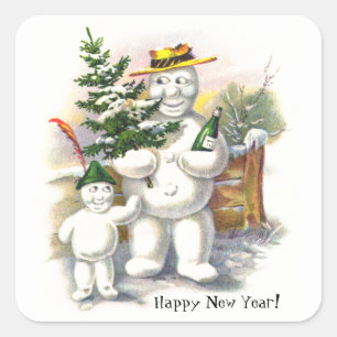 Snowman Father and Son Square Sticker