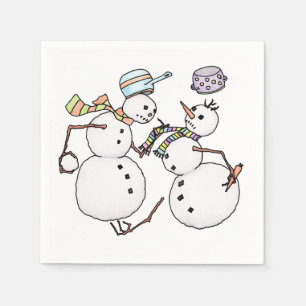 Snowman fight napkin