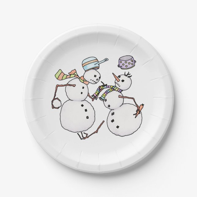 Snowman fight paper plate (Front)