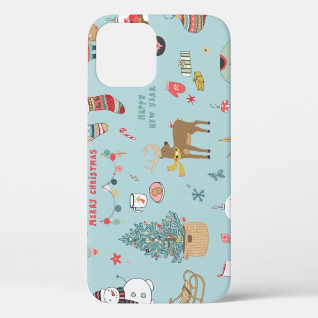 Snowman Fir-Tree Christmas Wrapping Pattern Case-Mate iPhone Case (Back)