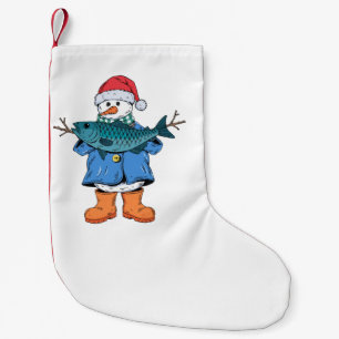 Snowman Fisherman Christmas 2026 Holiday Fishing Small Christmas Stocking