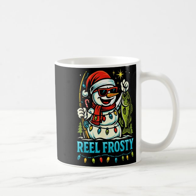 Snowman Fishing Christmas Holiday Festive Winter F Coffee Mug (Right)