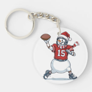 Snowman Football Player Christmas 2026 Holiday Key Ring