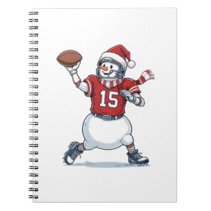 Snowman Football Player Christmas 2026 Holiday   Notebook