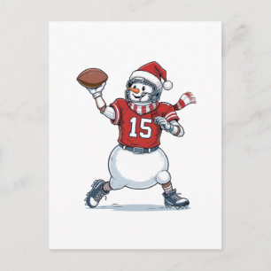 Snowman Football Player Christmas 2026 Holiday   Postcard