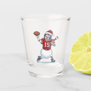 Snowman Football Player Christmas 2026 Holiday Shot Glass