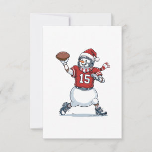 Snowman Football Player Christmas 2026 Holiday   Thank You Card