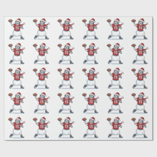 Snowman Football Player Christmas 2026 Holiday   Wrapping Paper