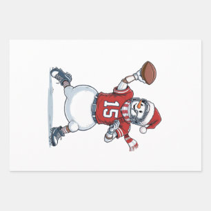 Snowman Football Player Christmas 2026 Holiday   Wrapping Paper Sheet