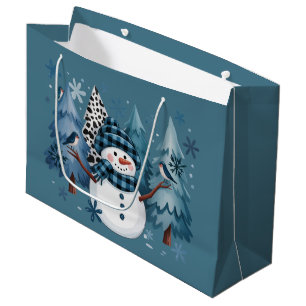 Snowman Funny Christmas Xmas Holiday Trees Large Gift Bag