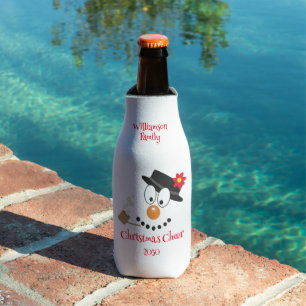 Snowman Funny Face Cute Novelty Christmas Bottle Cooler