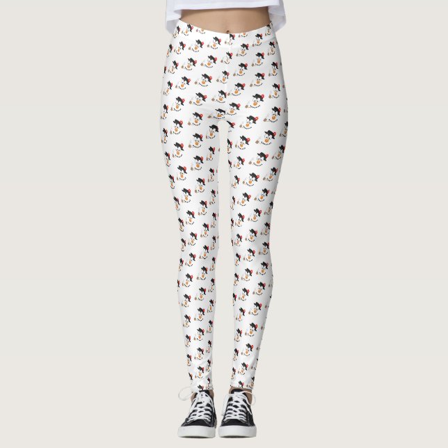Snowman Funny Face Cute Novelty Christmas Pattern Leggings (Front)