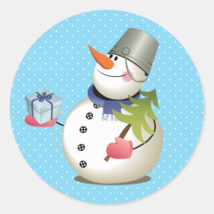 Snowman Gift Glossy Stickers 3 inch (sheet of 6)