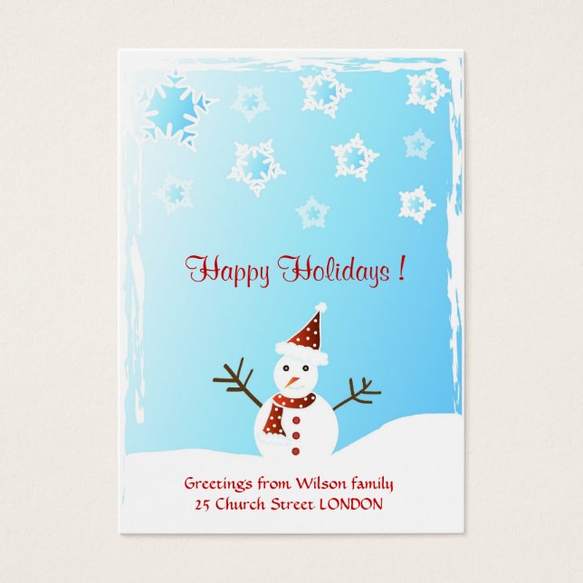 Snowman - Gift tag card (Front)