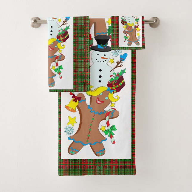 snowman gingerbread bath towel set (Insitu)