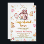 Snowman Gingerbread House Decorating Birthday Invitation<br><div class="desc">Snowman Gingerbread House Decorating Birthday Invitation

Sweet girl's gingerbread house decorating party birthday invitation featuring a cute gingerbread house and cute snowman,  various candy and snowflakes. This gingerbread house decorating party birthday invitation also features a faux gold foil calligraphy heading.</div>