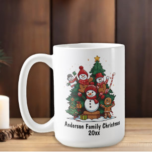 Snowman Gingerbread Man Family Christmas Year Coffee Mug