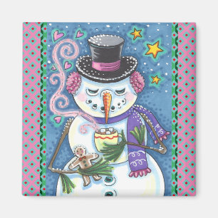 SNOWMAN, GINGERBREAD MAN & MUG OF HOT CHOCOLATE MAGNET