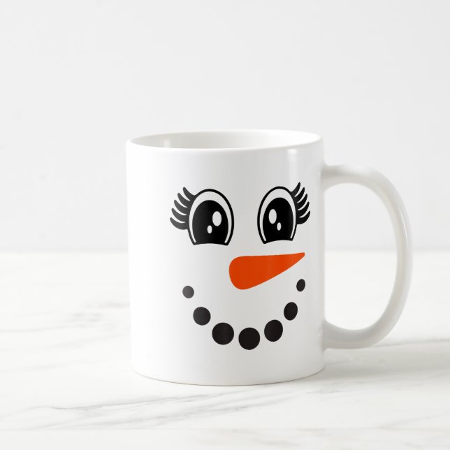 Snowman Girl Face For Girls Christmas Winter  Coffee Mug (Right)