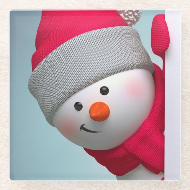 Snowman Glass Coaster (Front)