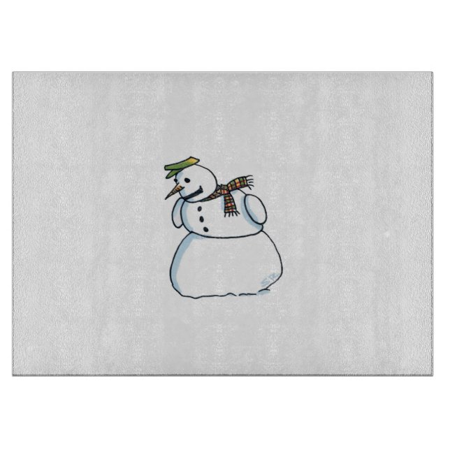 Snowman glass cutting board (Front)