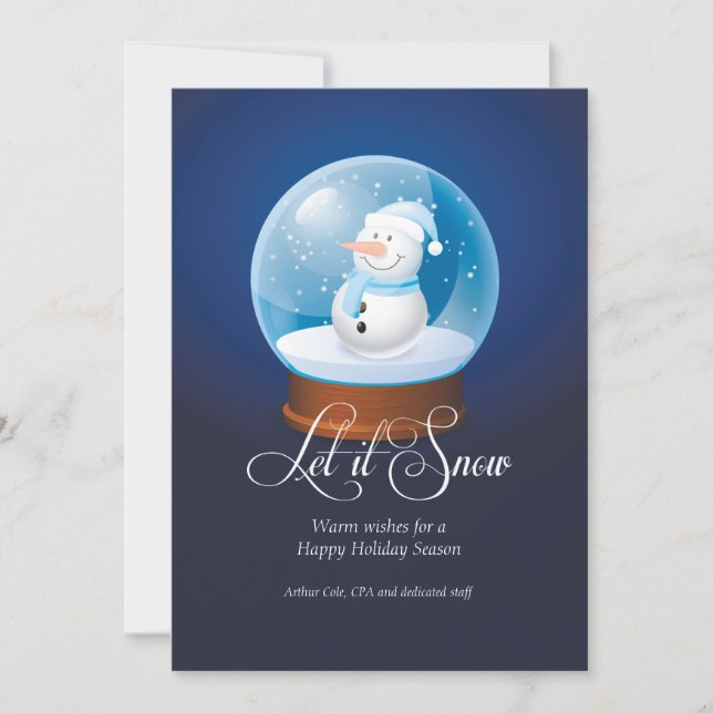Snowman Globe Business Holiday Card (Front)