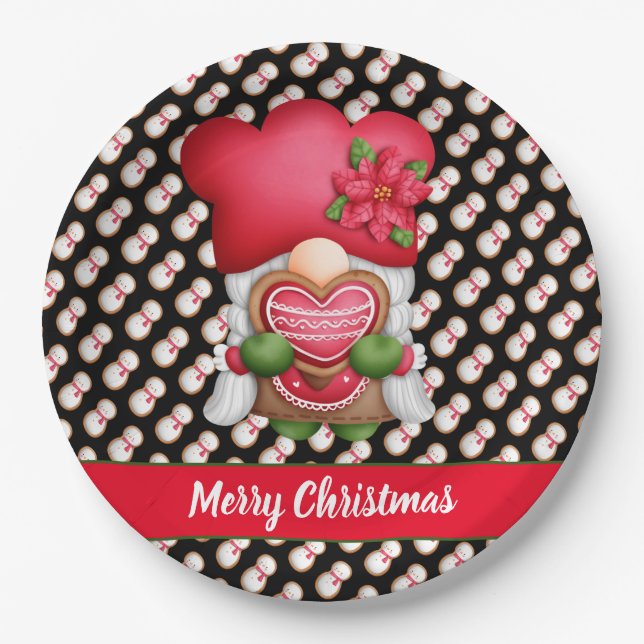 Snowman Gnome Customise Colour and Text Paper Plate (Front)