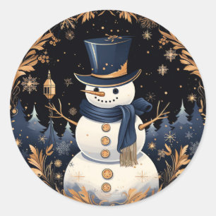 Snowman Gold Leaves Sticker