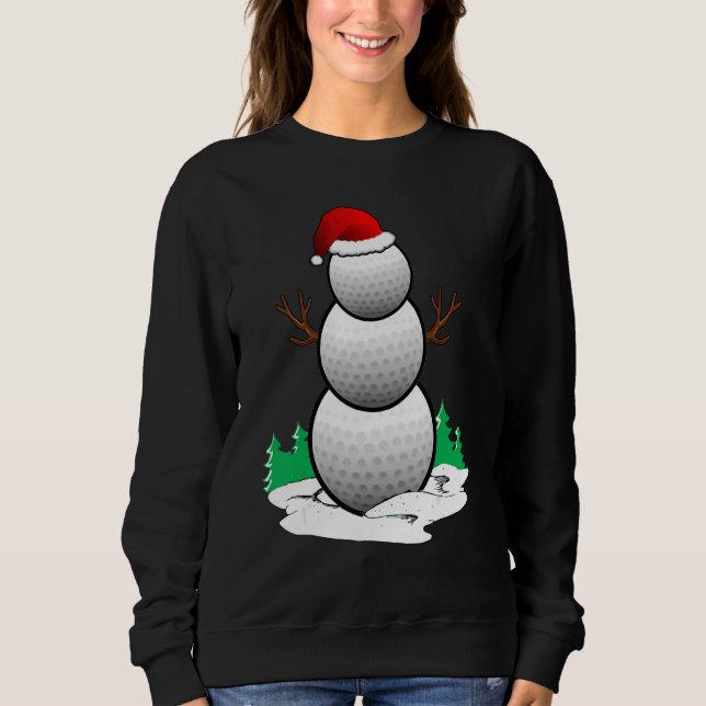 Snowman Golf Ball Santa Hat Christmas Pajama Xmas Sweatshirt (Front)