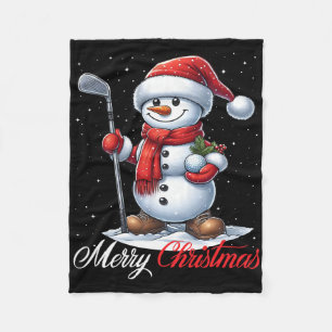Snowman Golf Merry Christmas Snow Boys Girls Kids Fleece Blanket