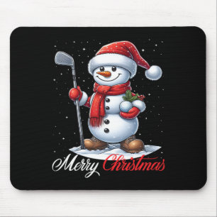 Snowman Golf Merry Christmas Snow Boys Girls Kids Mouse Pad