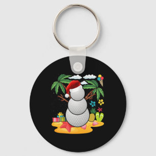 Snowman Golfer Tee Christmas Summer In July Party  Key Ring