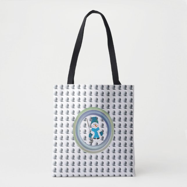 Snowman Golfing Seasonal Swing  Tote Bag (Front)