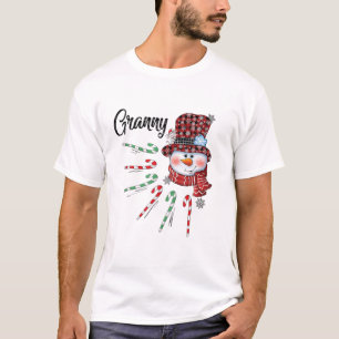 Snowman Granny Candy Cane Red Plaid Christmas Gift T-Shirt