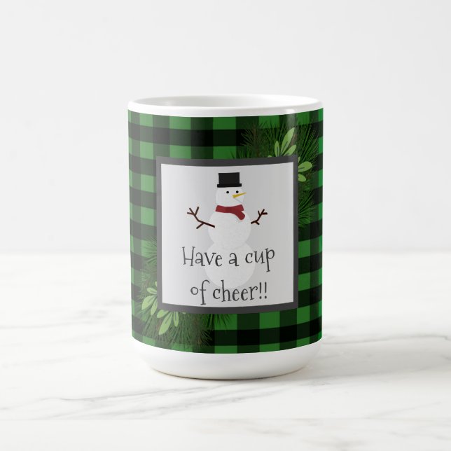 Snowman Green Buffalo Plaid Mug (Center)