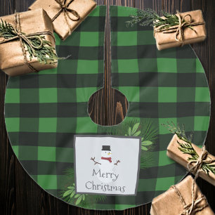 Snowman Green Buffalo Plaid Tree Skirt