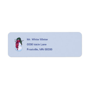 Snowman Green Hat Return Address Label